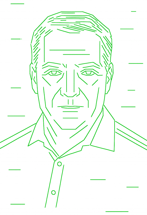 Neon, vector-style portrait of Dylan Malone